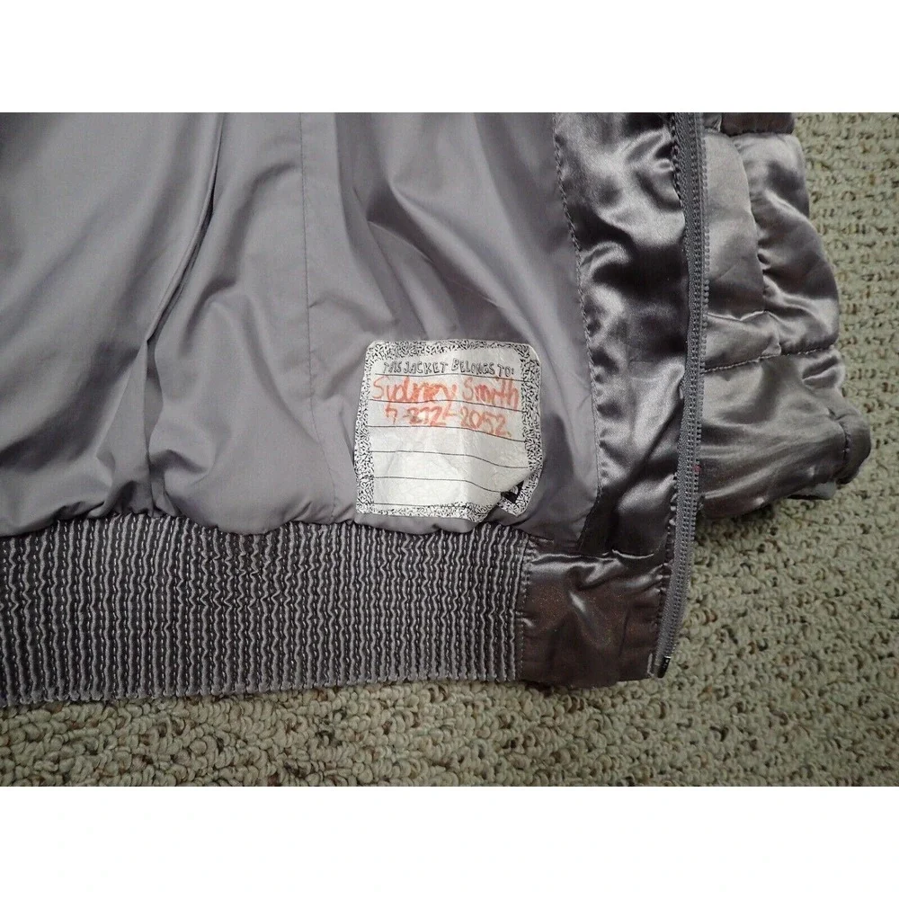 The North Face Puffer Jacket Girls Large 14/16 Silver Good Hooded Insulated Coat